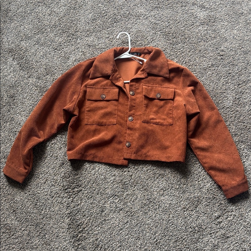 Brown Corduroy Cropped Jacket
